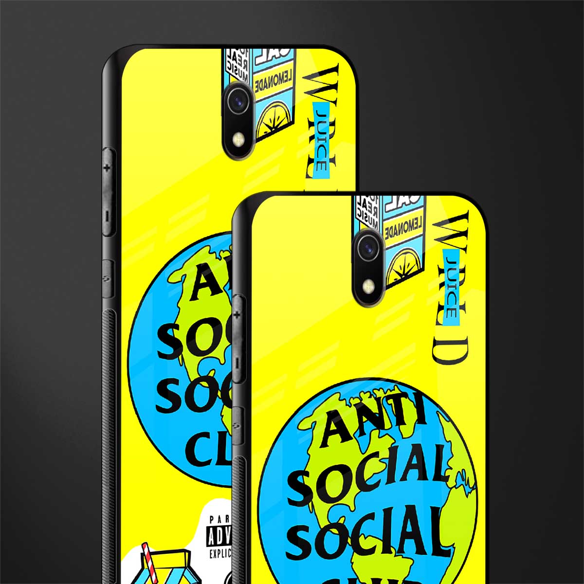 anti social social club x juice wrld glass case for redmi 8a image-2