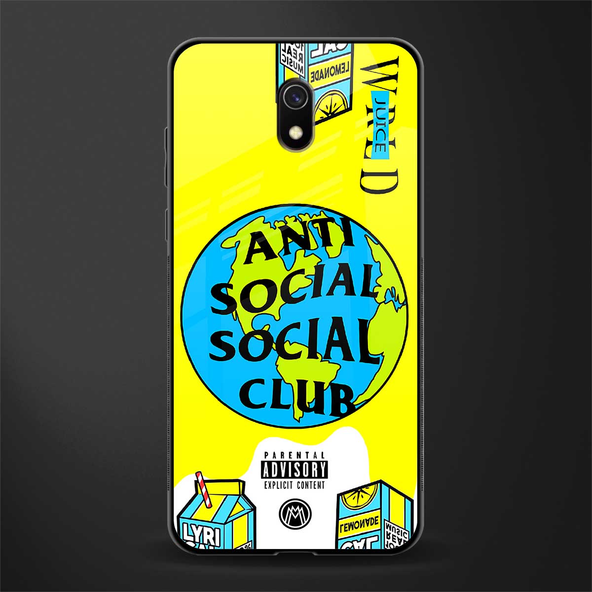 anti social social club x juice wrld glass case for redmi 8a image