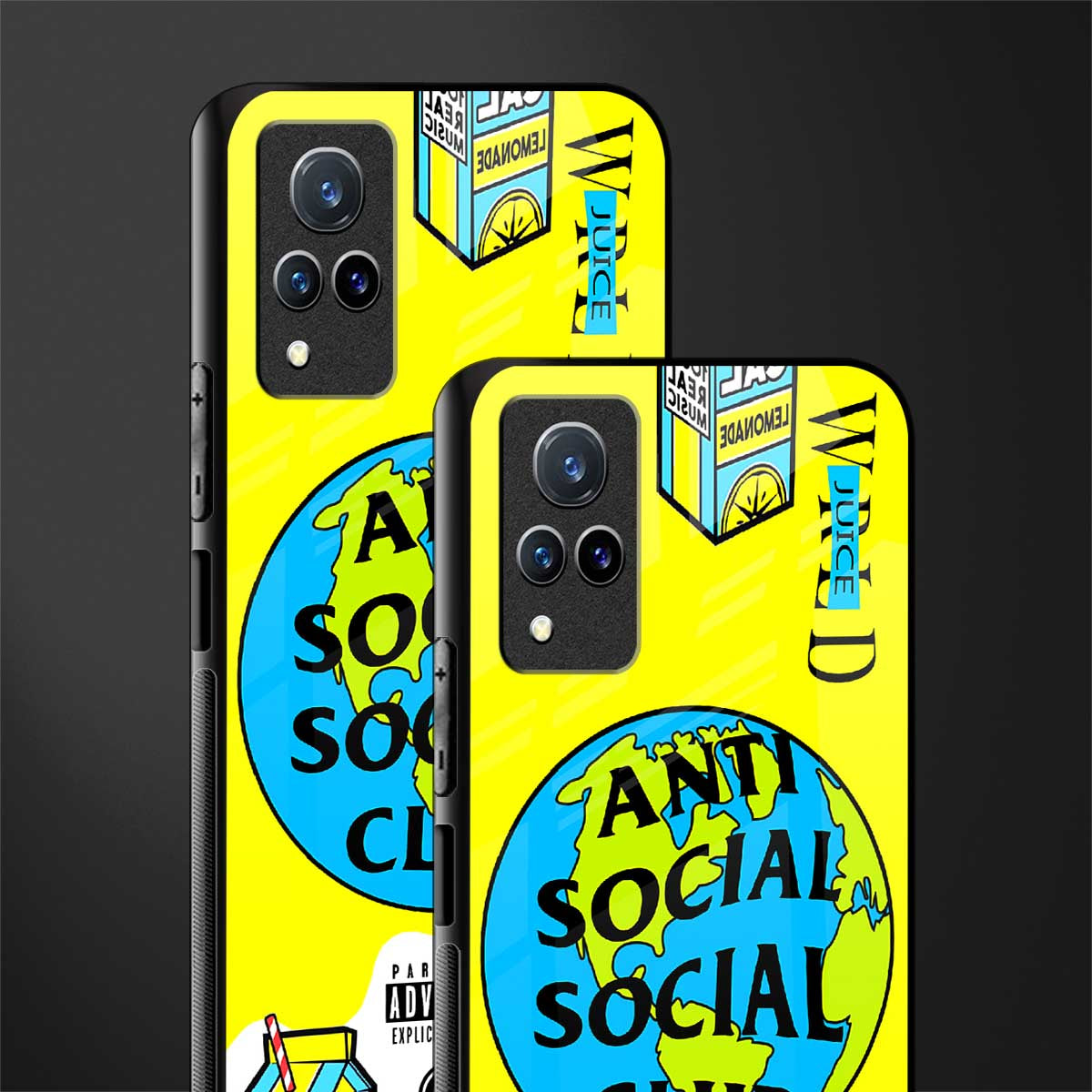 anti social social club x juice wrld glass case for vivo v21 5g image-2