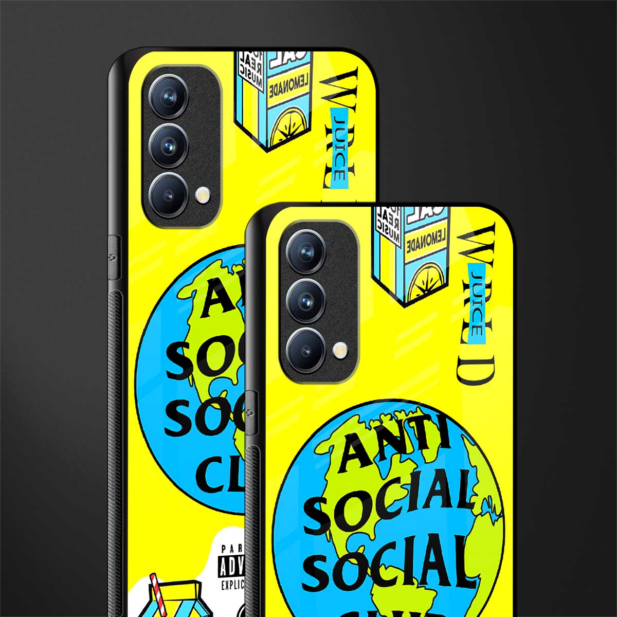 anti social social club x juice wrld glass case for oppo f19s image-2