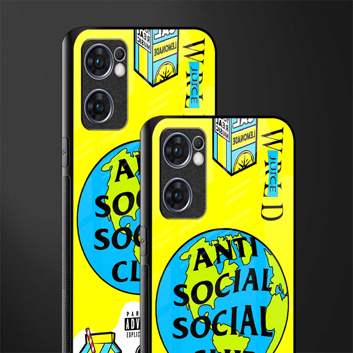 anti social social club x juice wrld glass case for oppo reno7 5g image-2