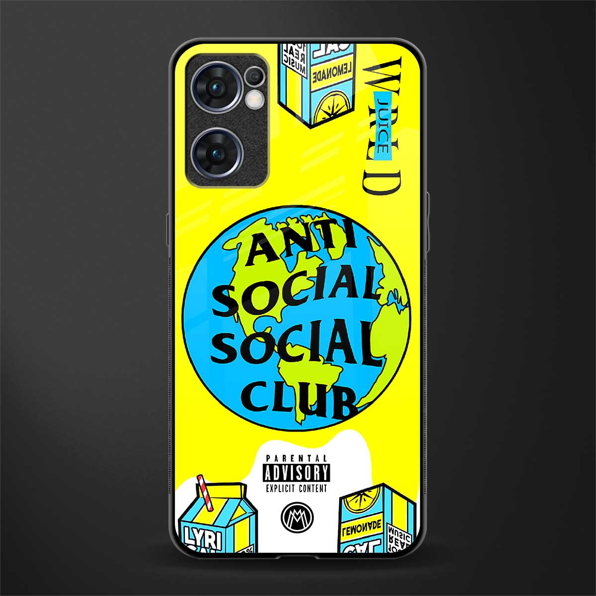anti social social club x juice wrld glass case for oppo reno7 5g image