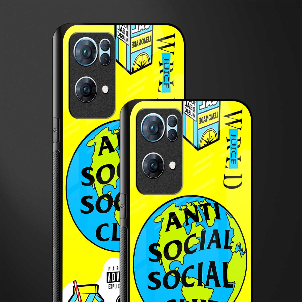 anti social social club x juice wrld glass case for oppo reno7 pro 5g image-2