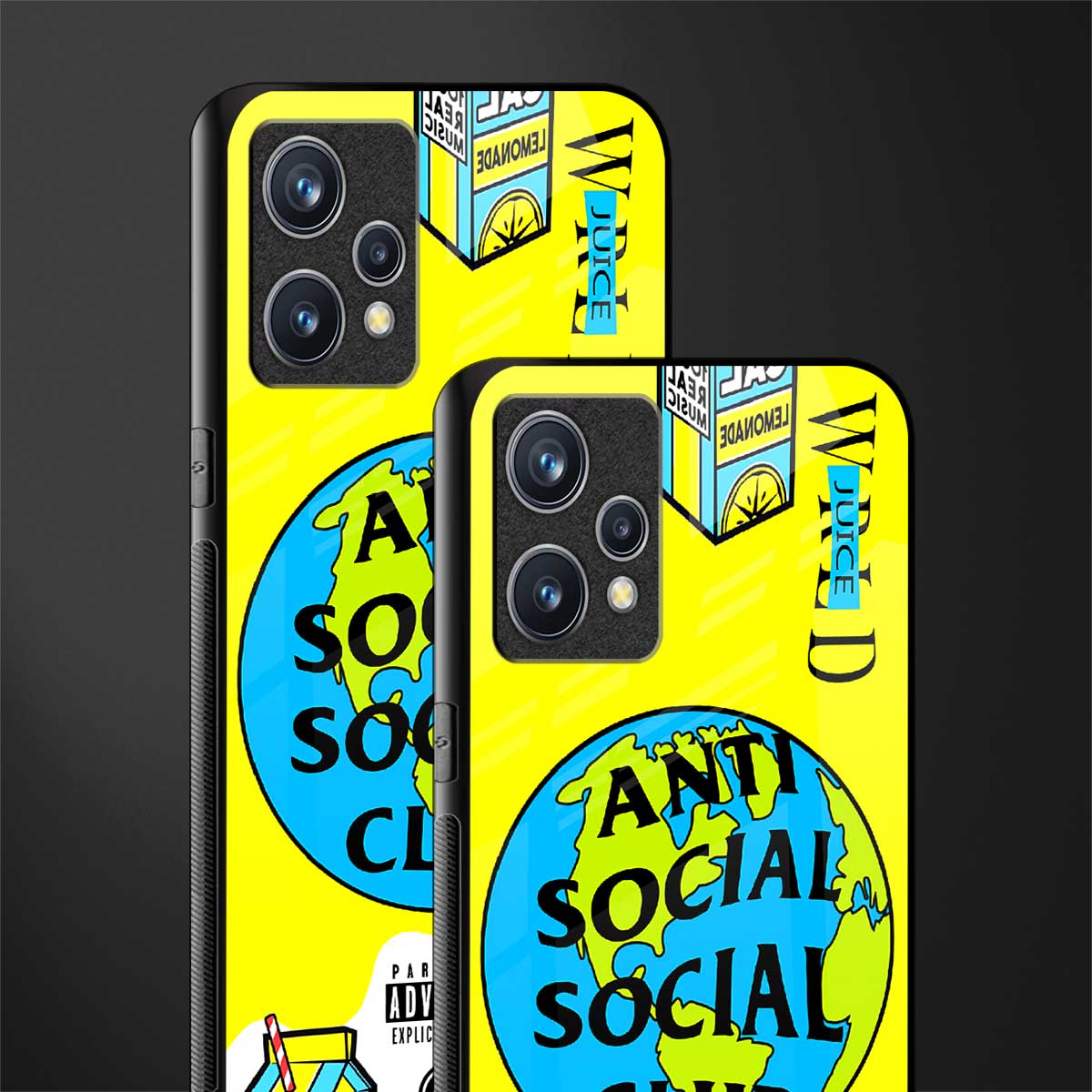 anti social social club x juice wrld glass case for realme 9 4g image-2
