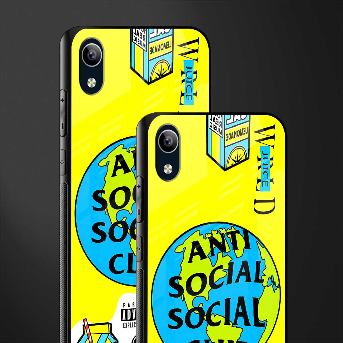 anti social social club x juice wrld glass case for vivo y90 image-2