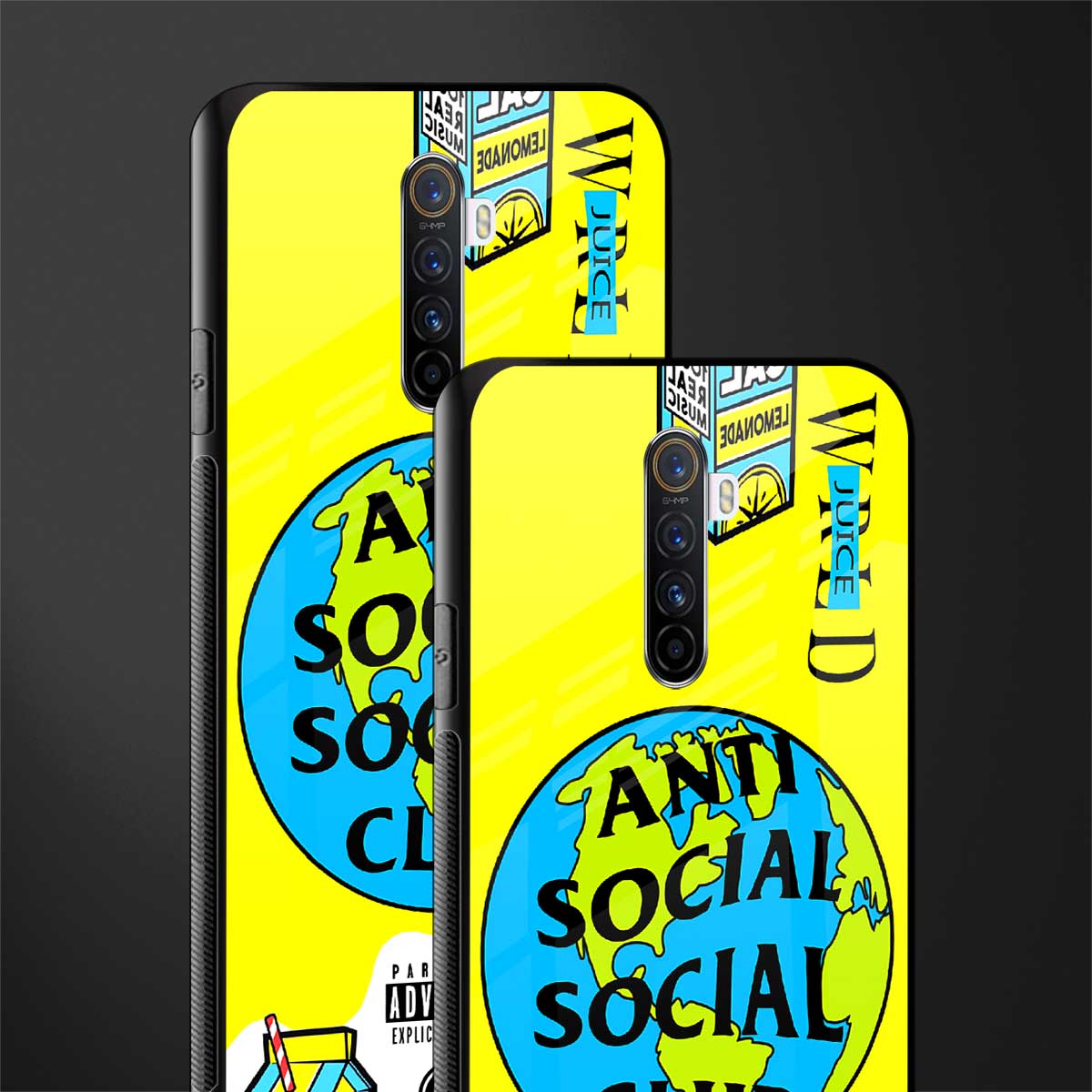 anti social social club x juice wrld glass case for realme x2 pro image-2