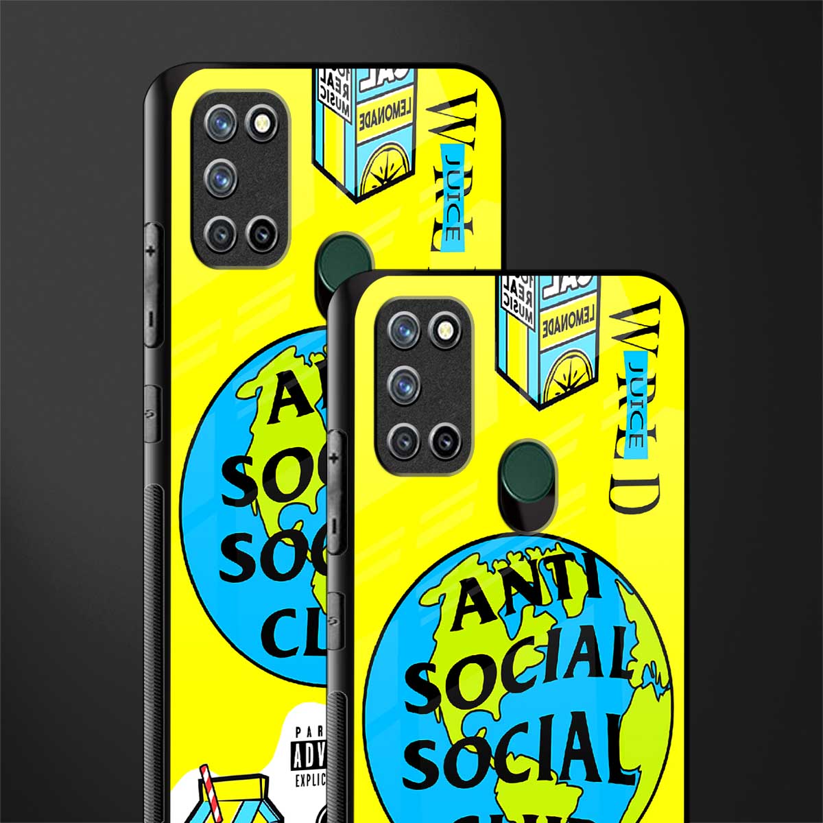 anti social social club x juice wrld glass case for realme 7i image-2