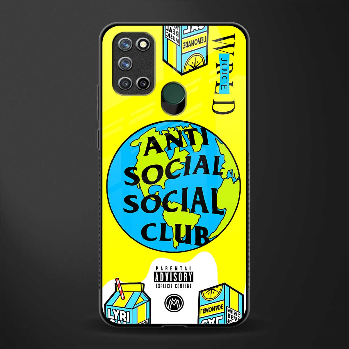 anti social social club x juice wrld glass case for realme 7i image