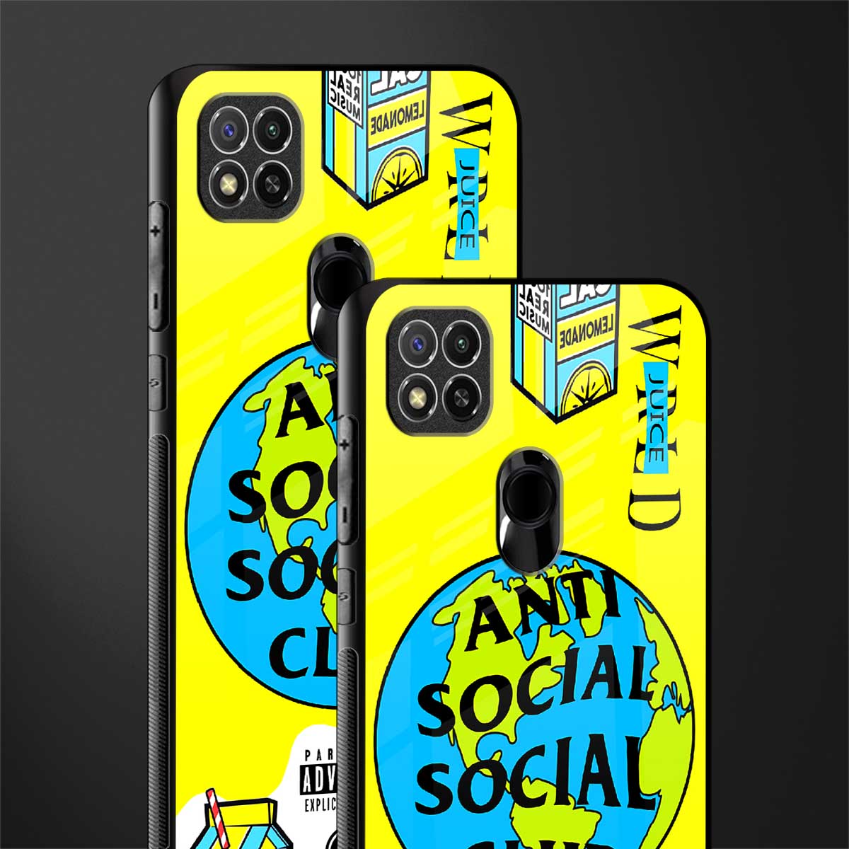anti social social club x juice wrld glass case for redmi 9 image-2