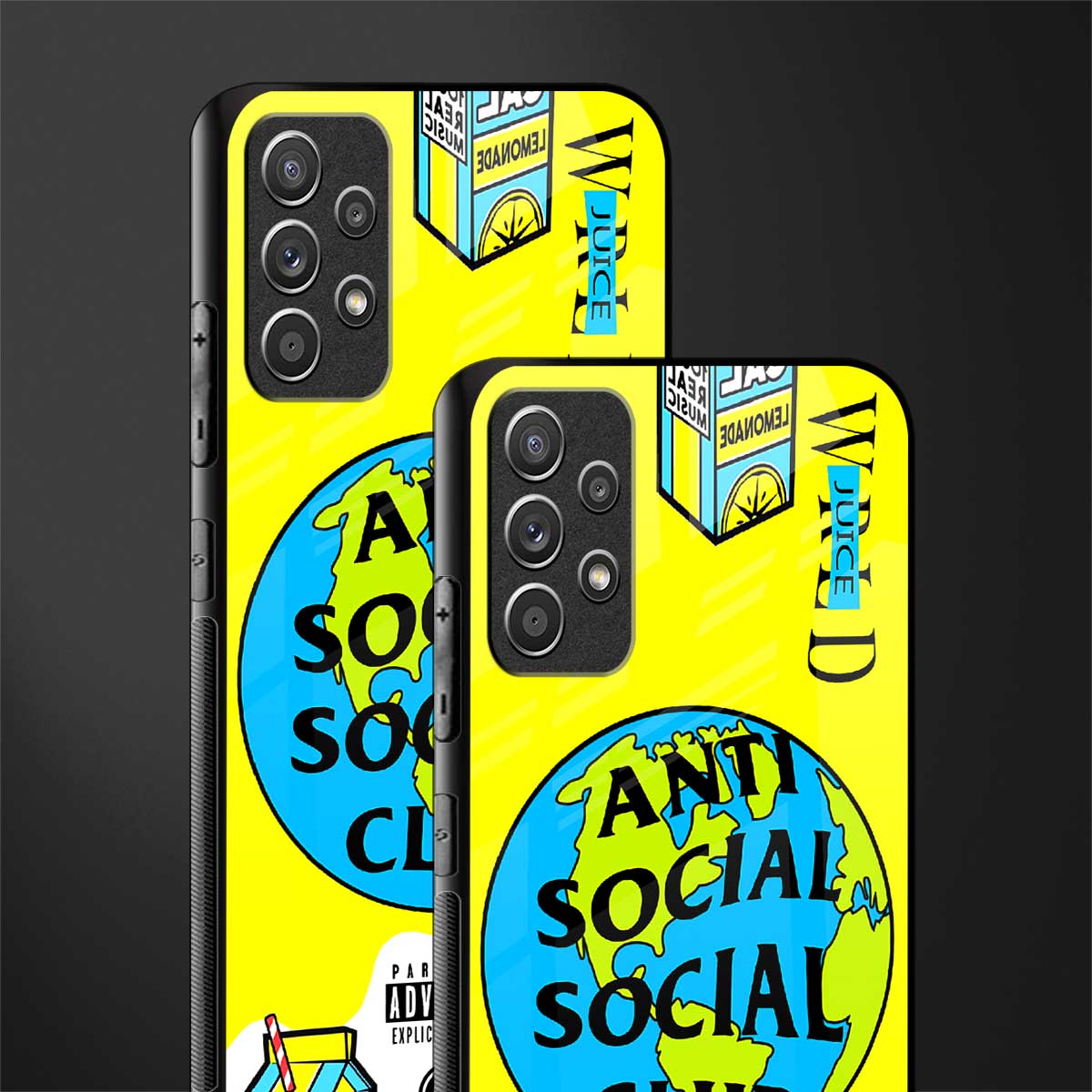 anti social social club x juice wrld glass case for samsung galaxy a72 image-2