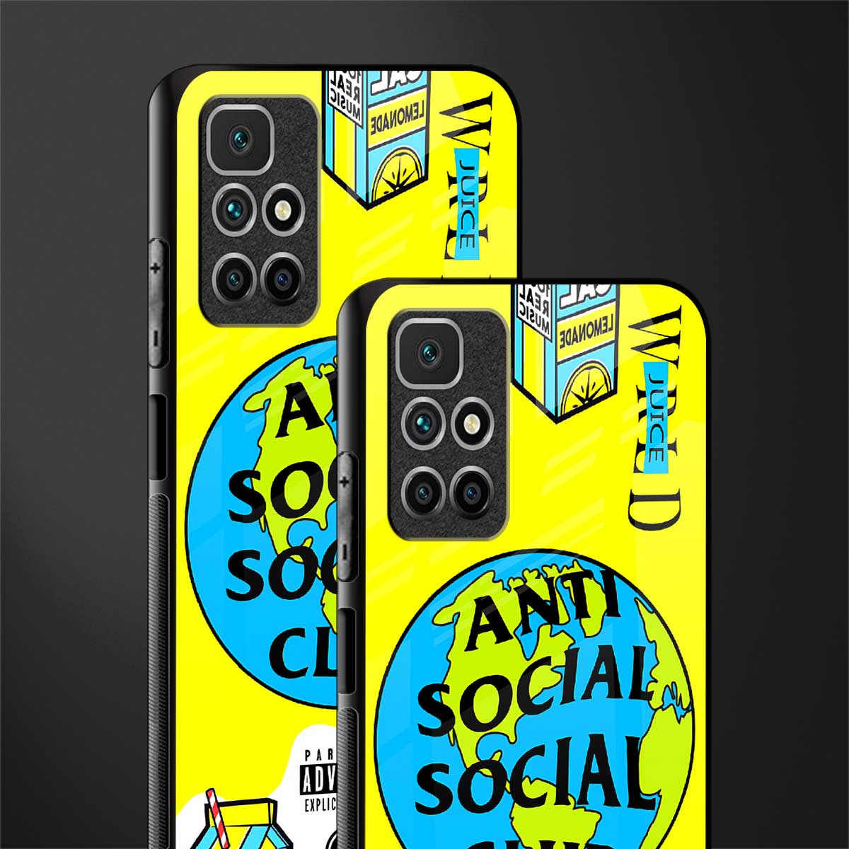 anti social social club x juice wrld glass case for redmi 10 prime image-2