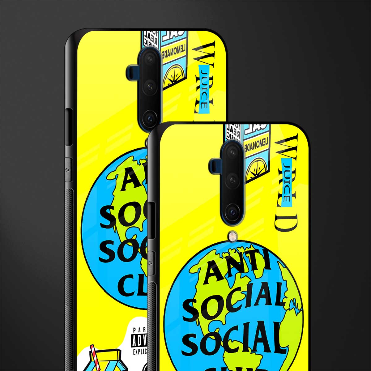 anti social social club x juice wrld glass case for oneplus 7t pro image-2