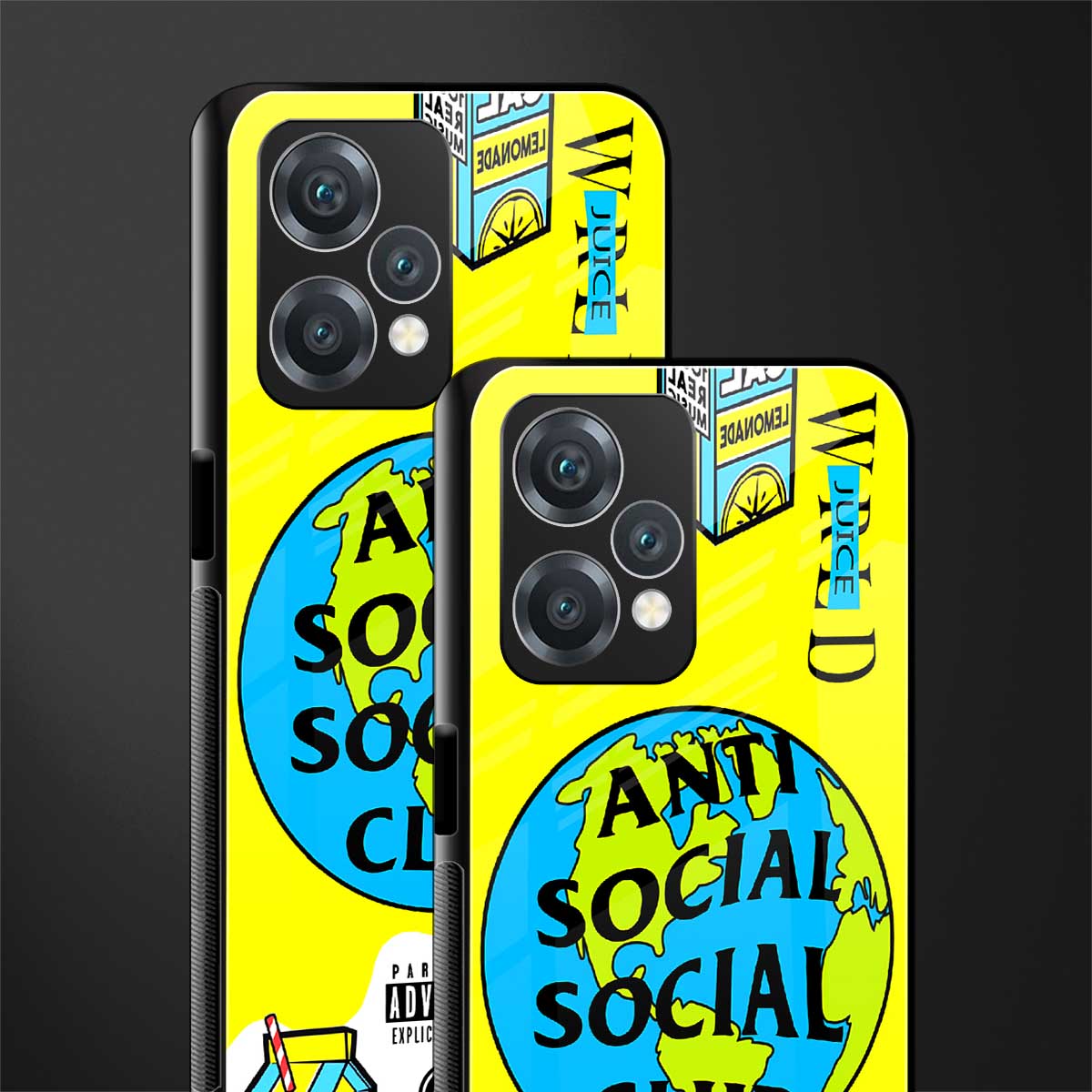 anti social social club x juice wrld back phone cover | glass case for oneplus nord ce 2 lite 5g