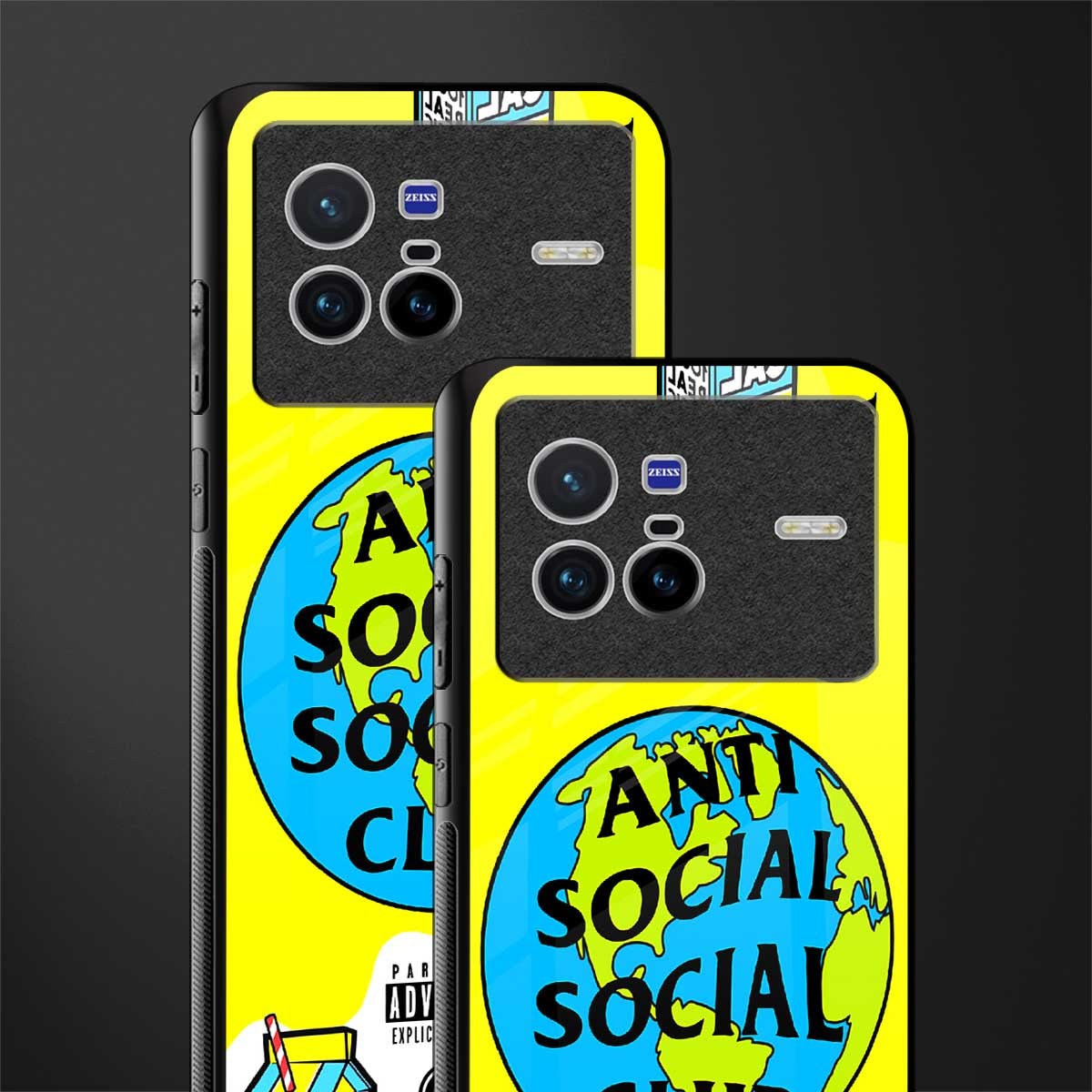 anti social social club x juice wrld glass case for vivo x80 image-2