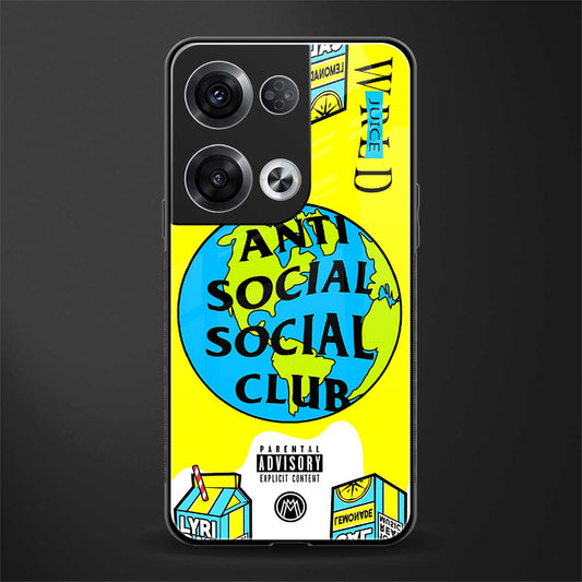 anti social social club x juice wrld back phone cover | glass case for oppo reno 8 pro
