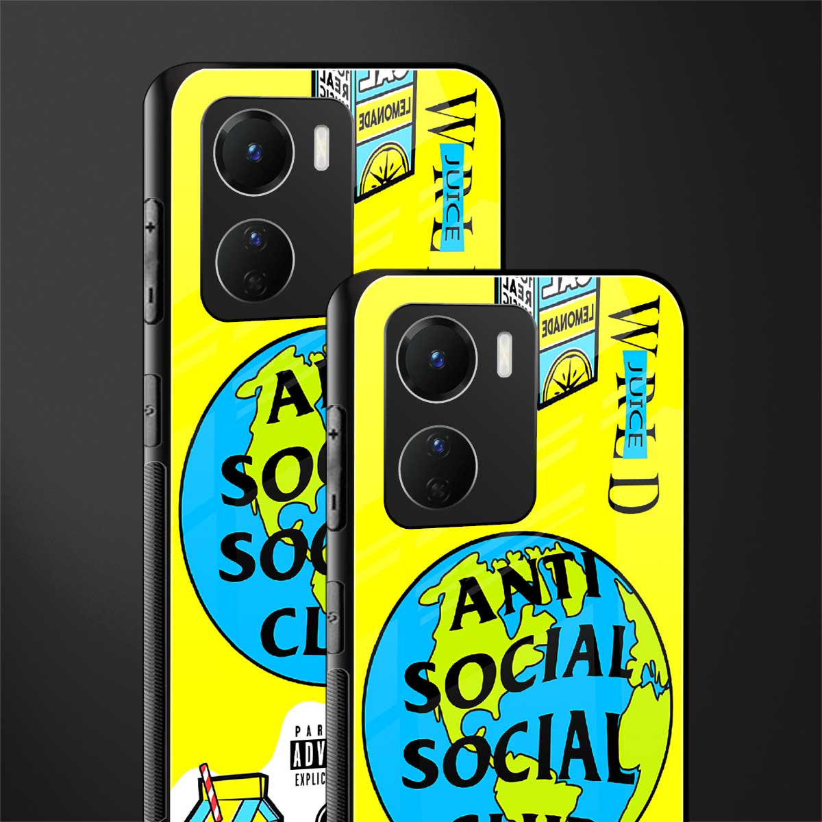 anti social social club x juice wrld back phone cover | glass case for vivo y16