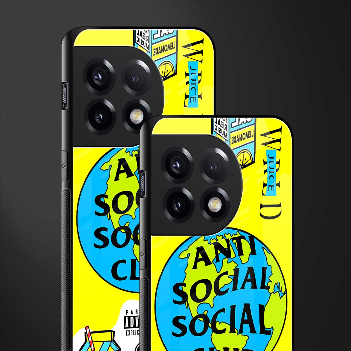 anti social social club x juice wrld back phone cover | glass case for oneplus 11r