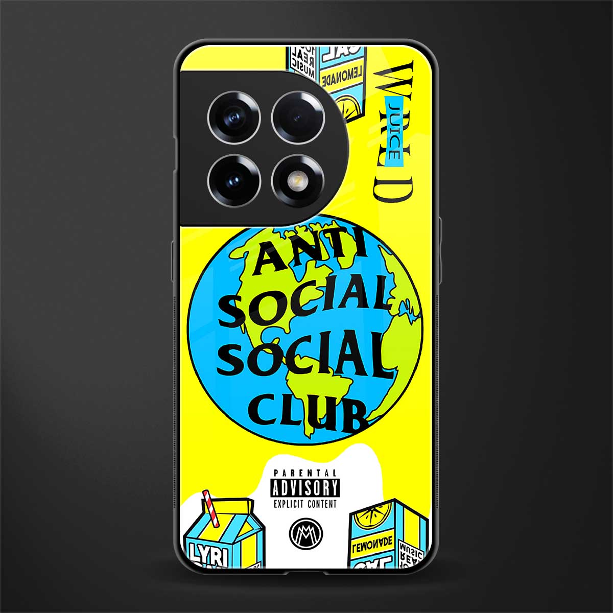 anti social social club x juice wrld back phone cover | glass case for oneplus 11r