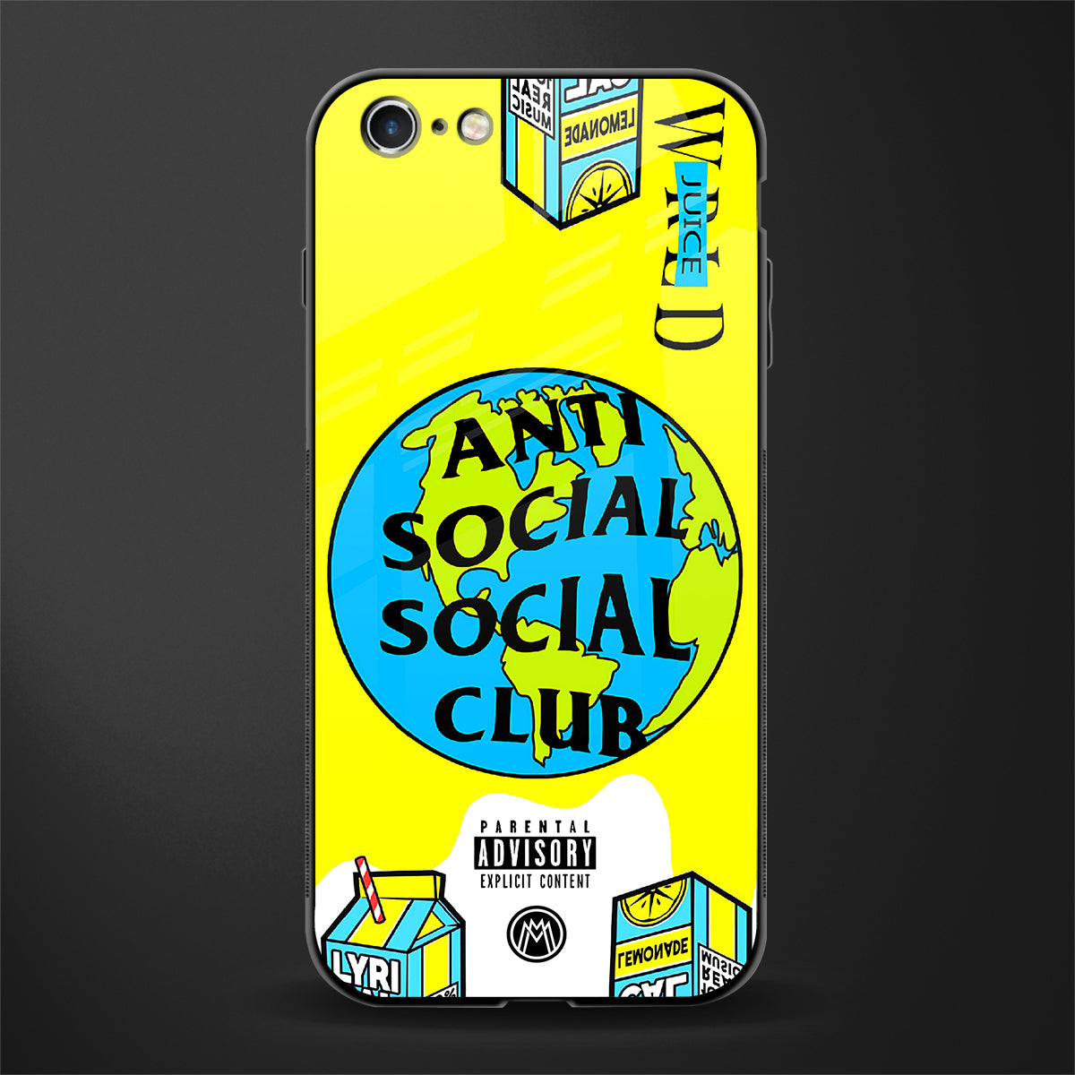 anti social social club x juice wrld glass case for iphone 6 image