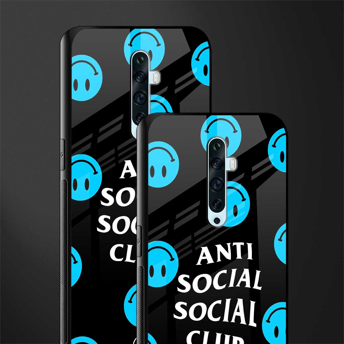 anti social social club x smileys glass case for oppo reno 2z image-2