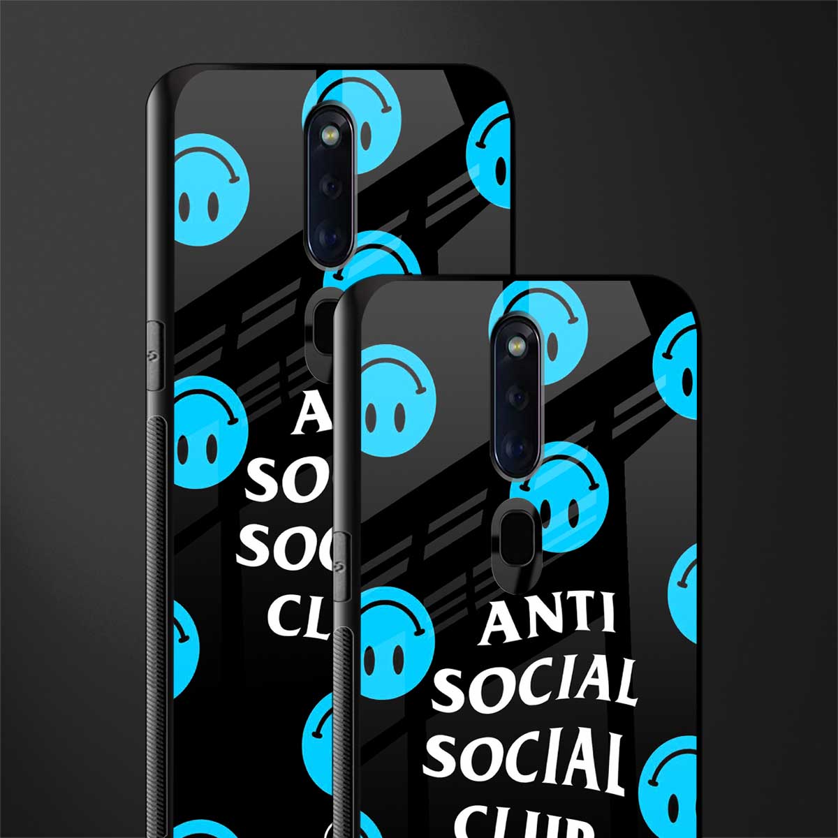 anti social social club x smileys glass case for oppo f11 pro image-2
