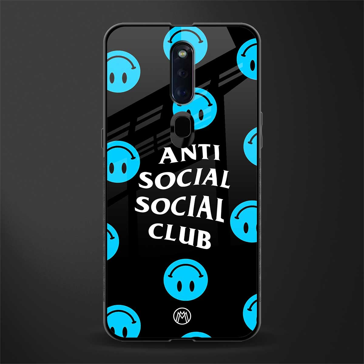 anti social social club x smileys glass case for oppo f11 pro image