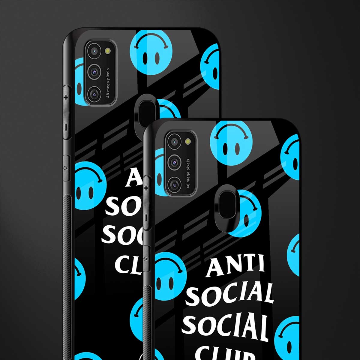anti social social club x smileys glass case for samsung galaxy m21 image-2