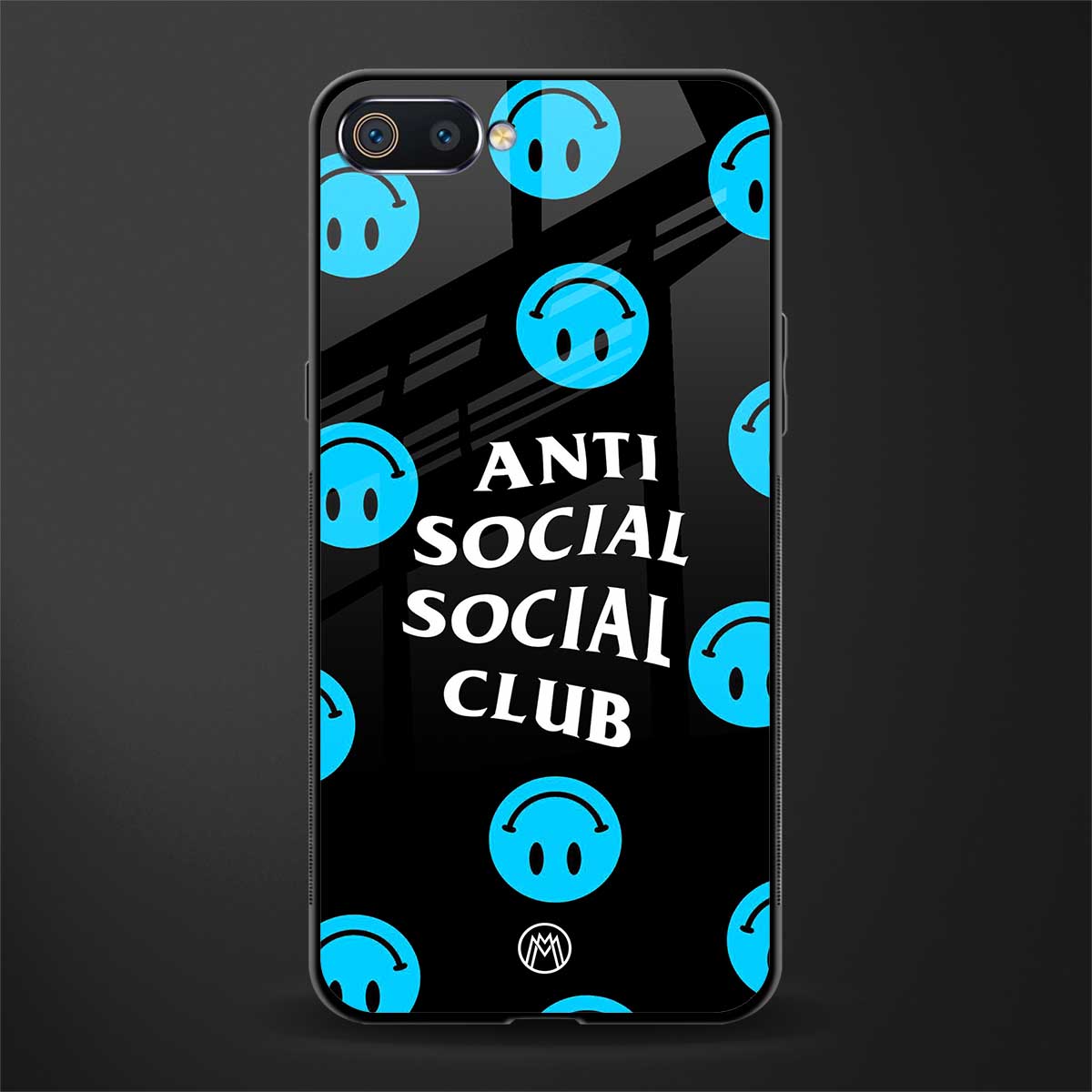 anti social social club x smileys glass case for oppo a1k image