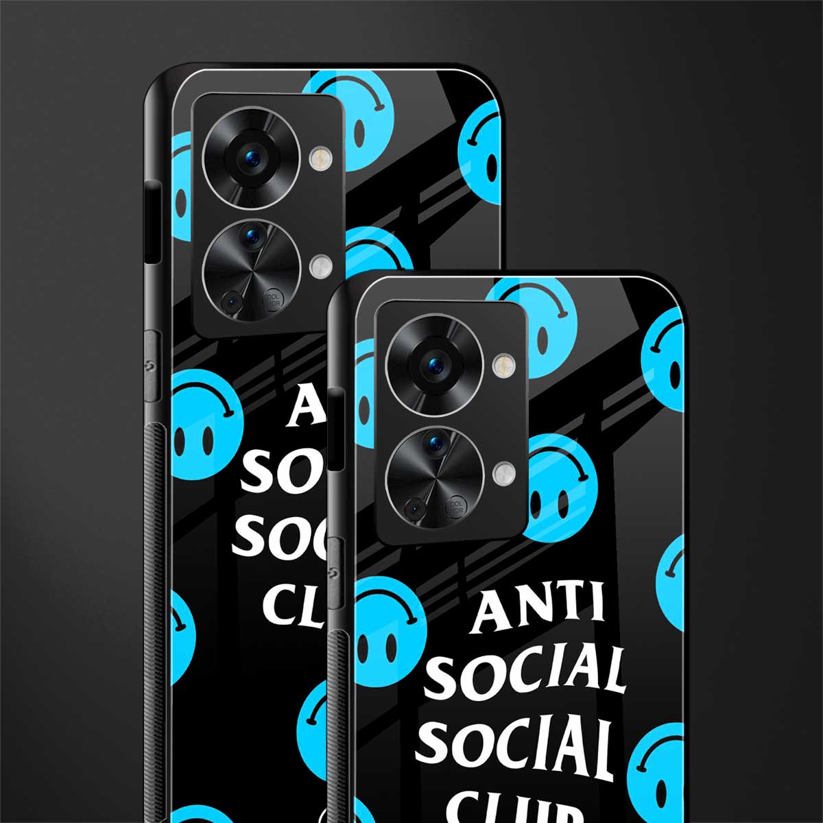 anti social social club x smileys glass case for phone case | glass case for oneplus nord 2t 5g
