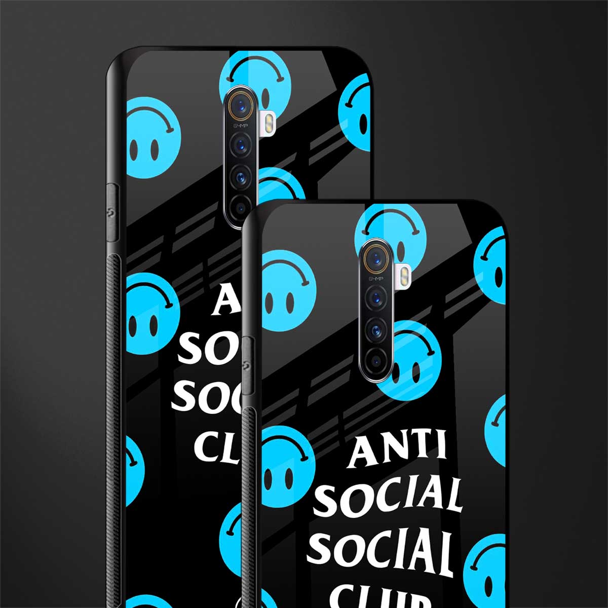 anti social social club x smileys glass case for realme x2 pro image-2