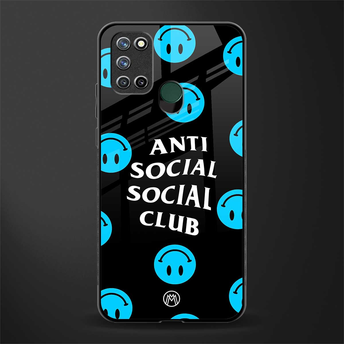 anti social social club x smileys glass case for realme 7i image