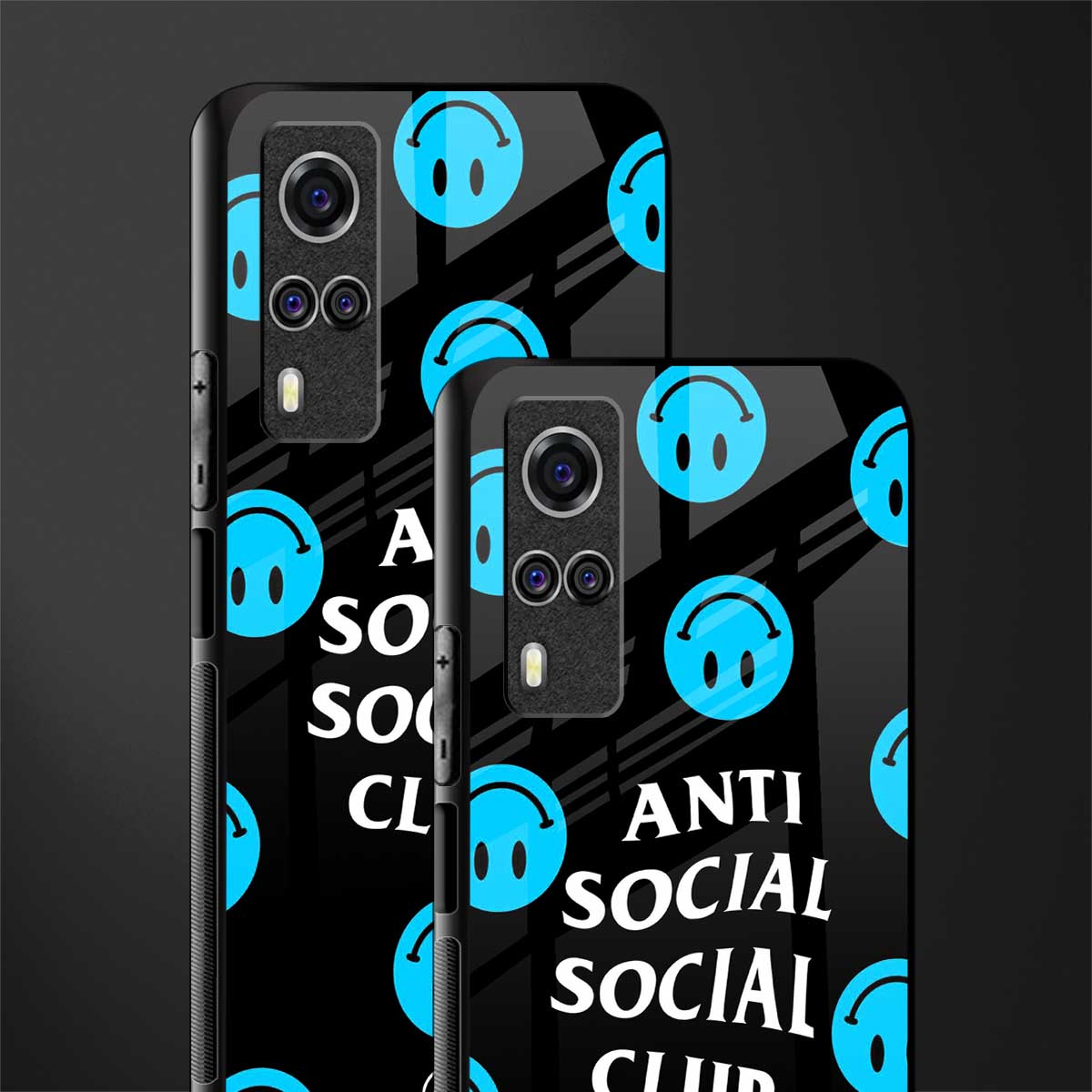anti social social club x smileys glass case for vivo y51 image-2