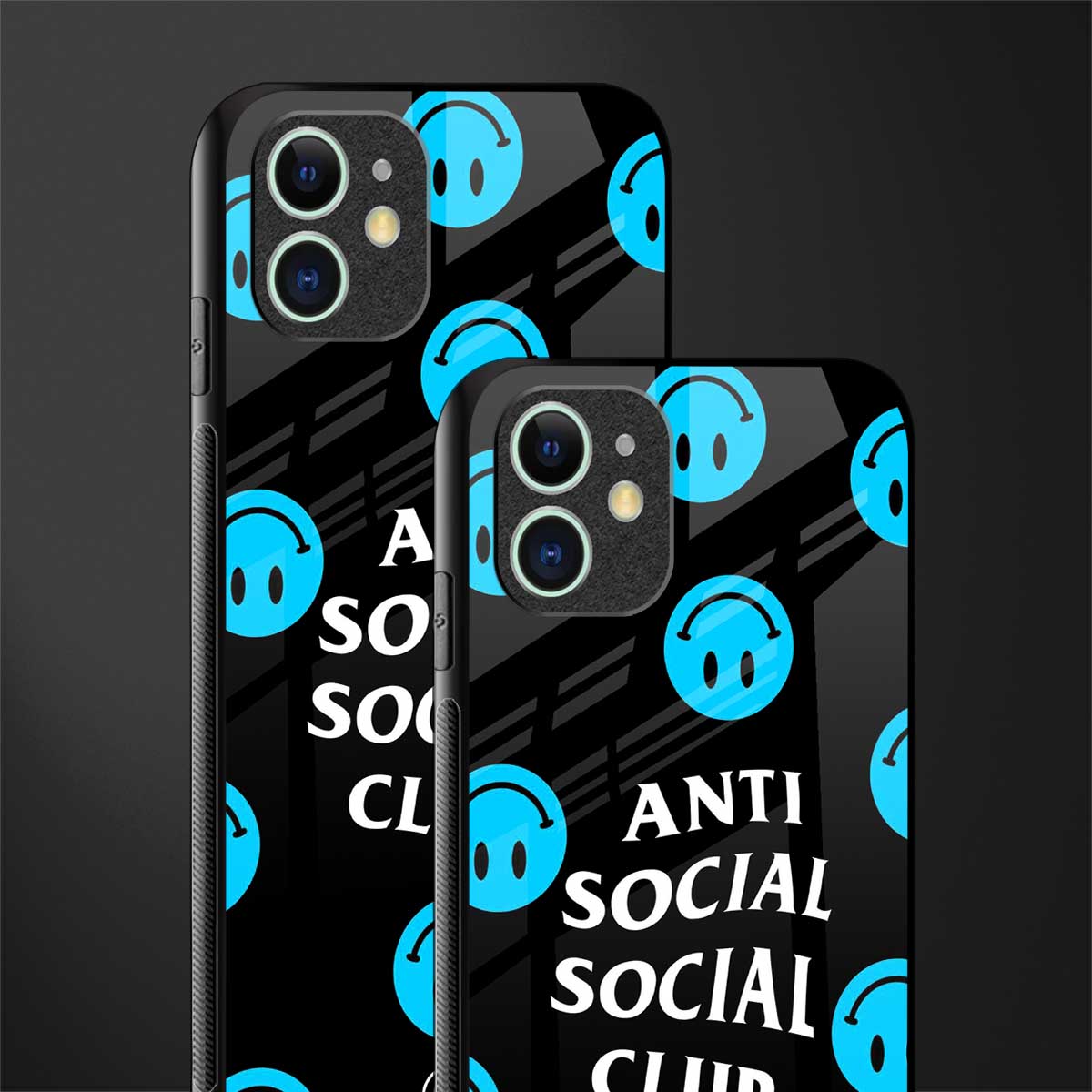 anti social social club x smileys glass case for iphone 12 image-2
