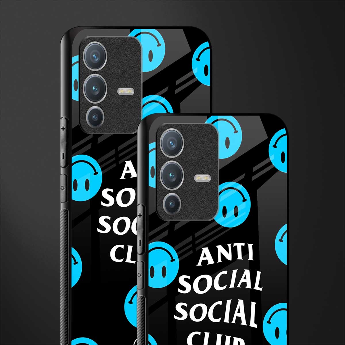 anti social social club x smileys glass case for vivo v23 pro 5g image-2