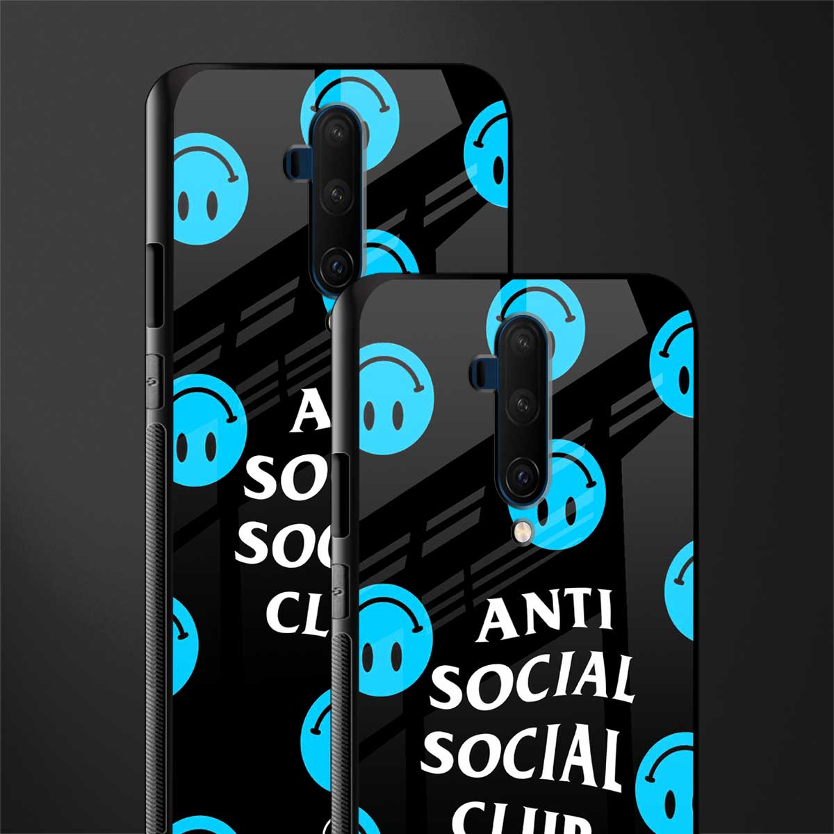 anti social social club x smileys glass case for oneplus 7t pro image-2