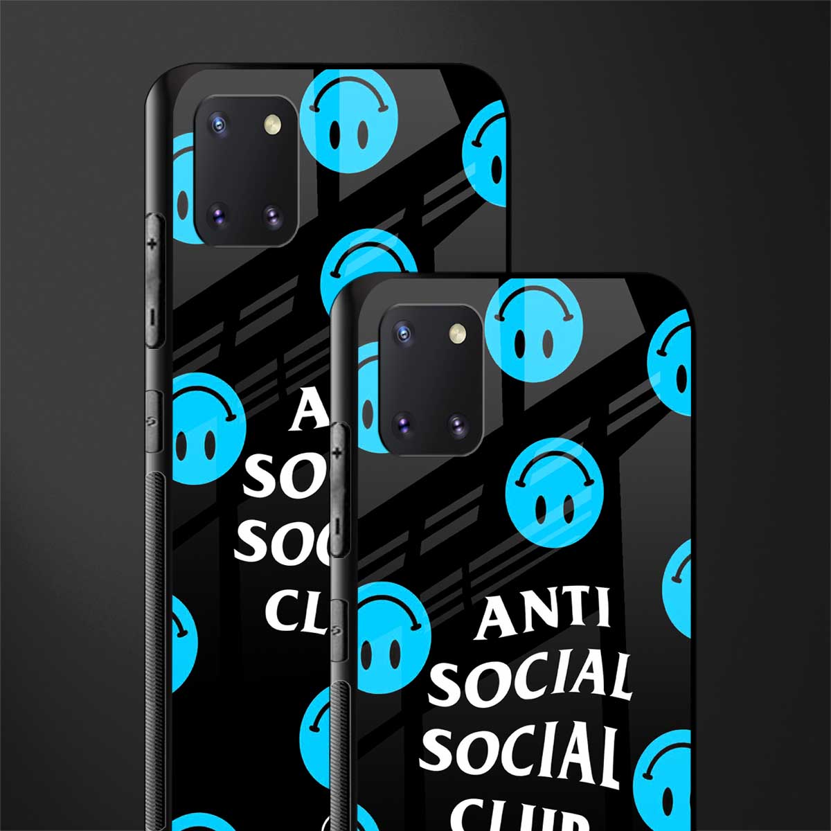 anti social social club x smileys glass case for samsung a81 image-2