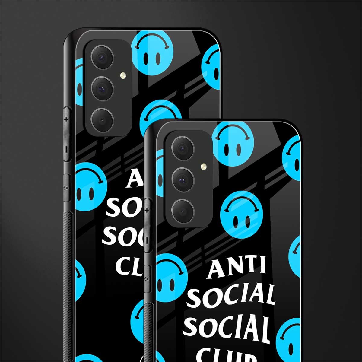 anti social social club x smileys back phone cover | glass case for samsung galaxy a54 5g