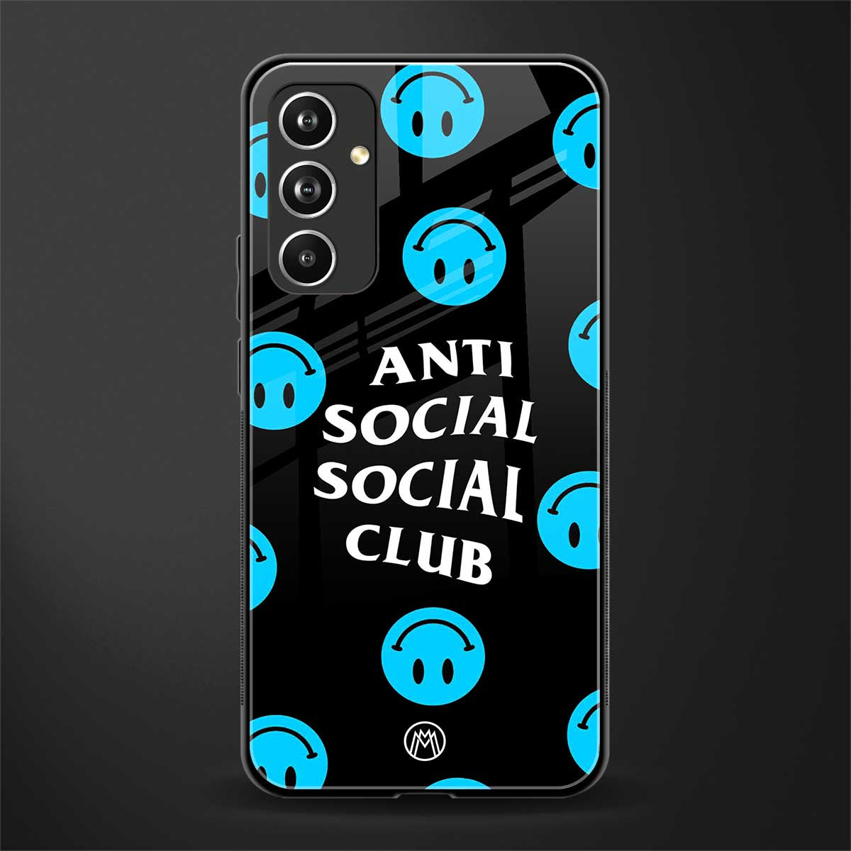 anti social social club x smileys back phone cover | glass case for samsung galaxy a54 5g