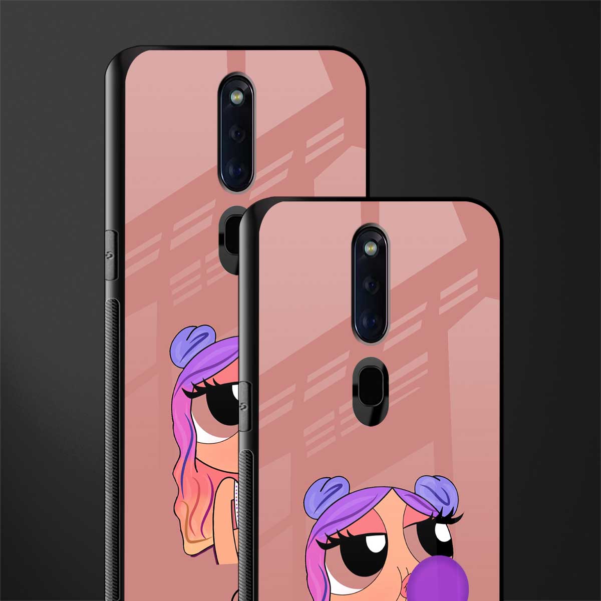 antique purple tote powerpuff girl glass case for oppo f11 pro image-2