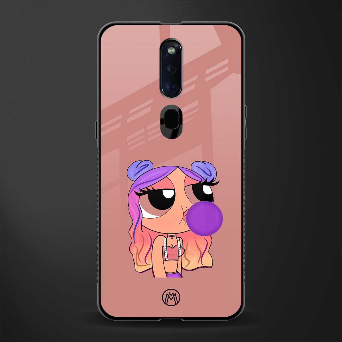 antique purple tote powerpuff girl glass case for oppo f11 pro image