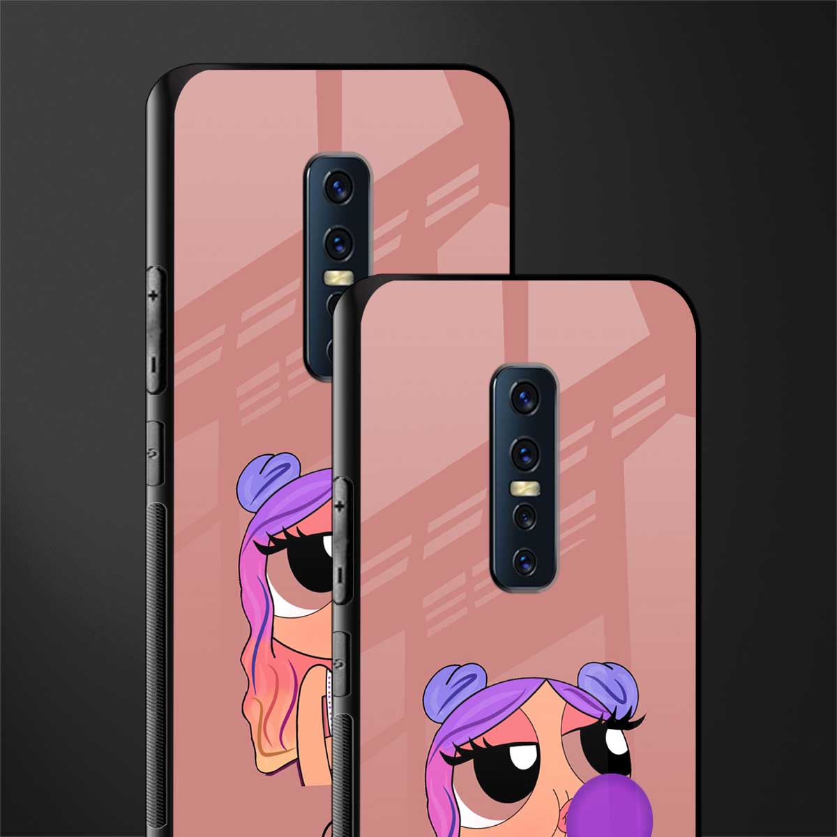 antique purple tote powerpuff girl glass case for vivo v17 pro image-2