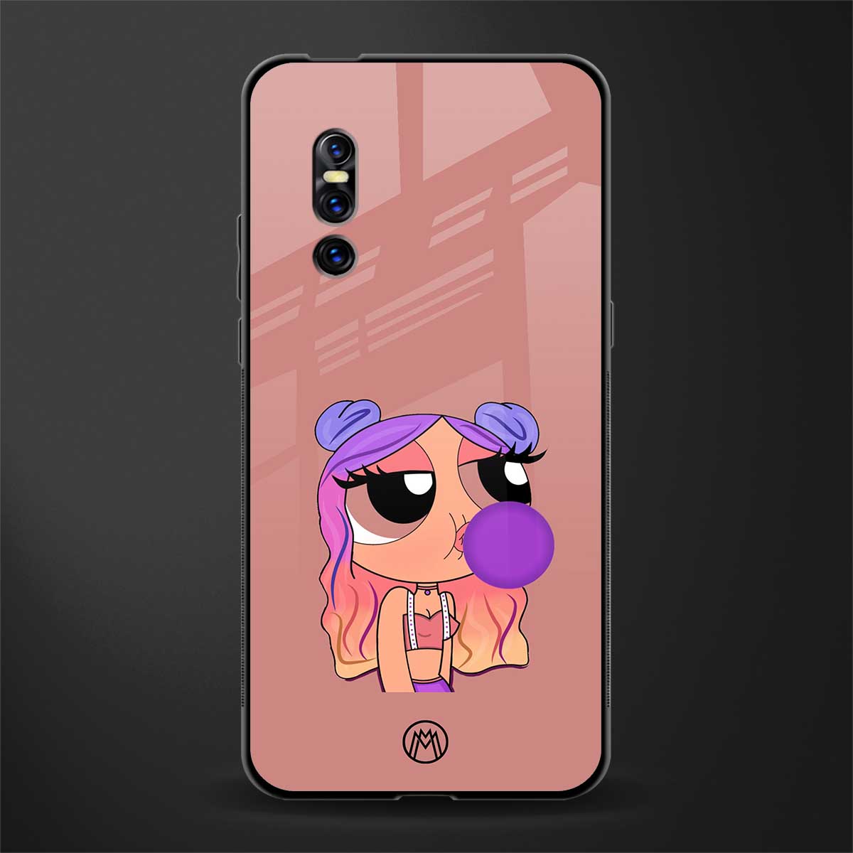 antique purple tote powerpuff girl glass case for vivo v15 pro image