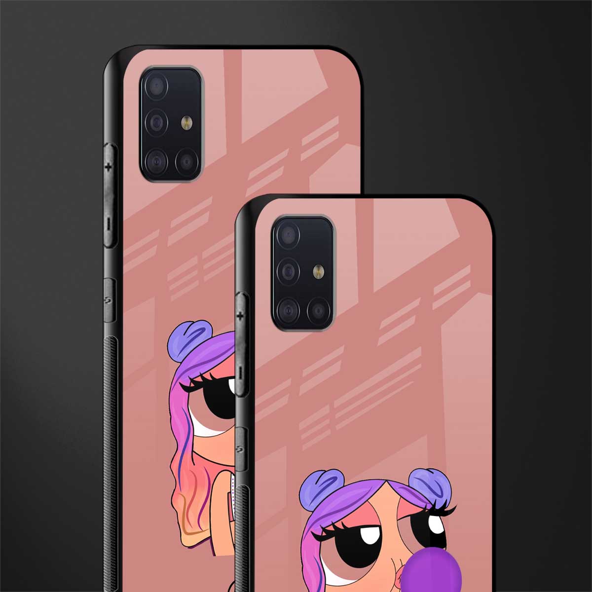 antique purple tote powerpuff girl glass case for samsung galaxy a71 image-2