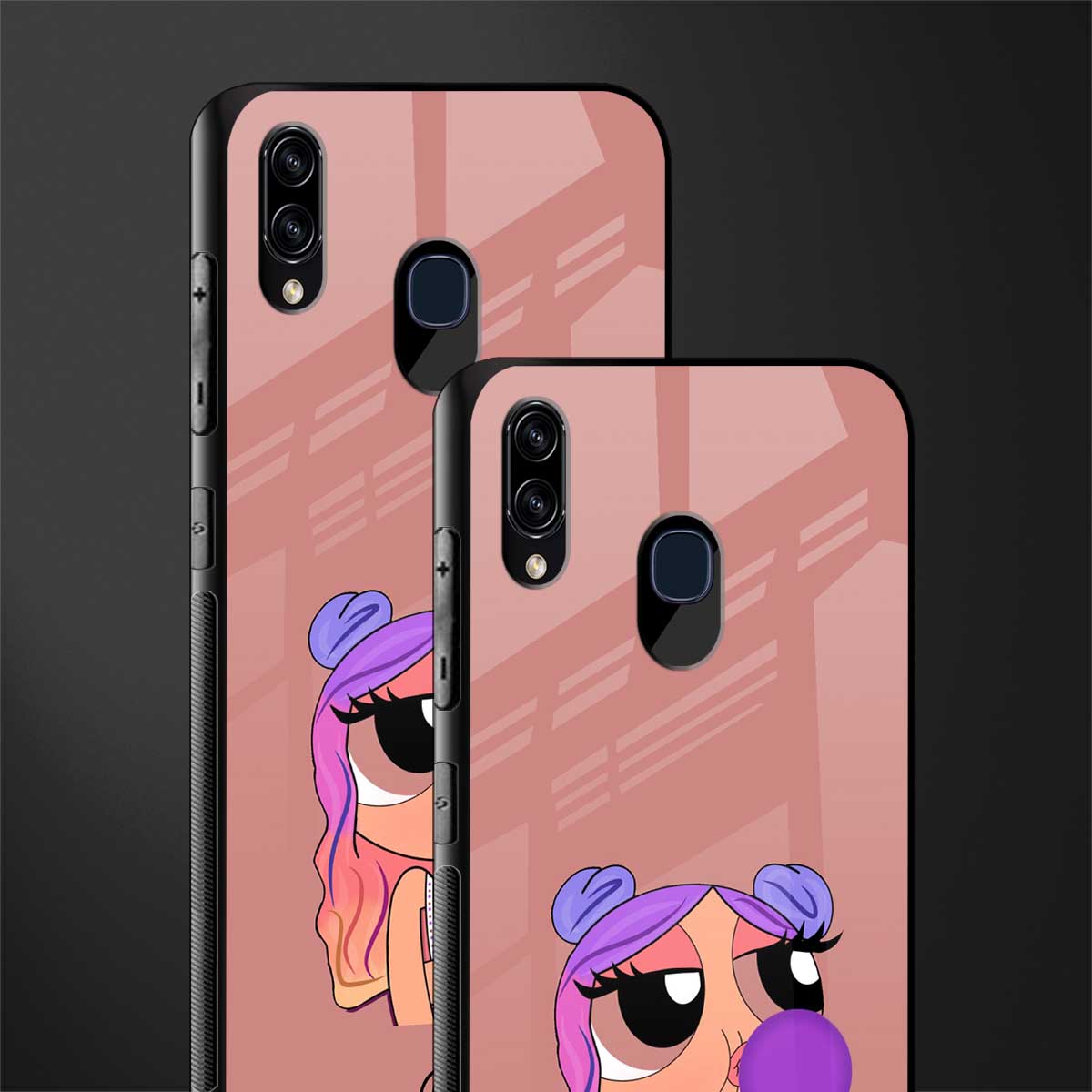 antique purple tote powerpuff girl glass case for samsung galaxy a30 image-2