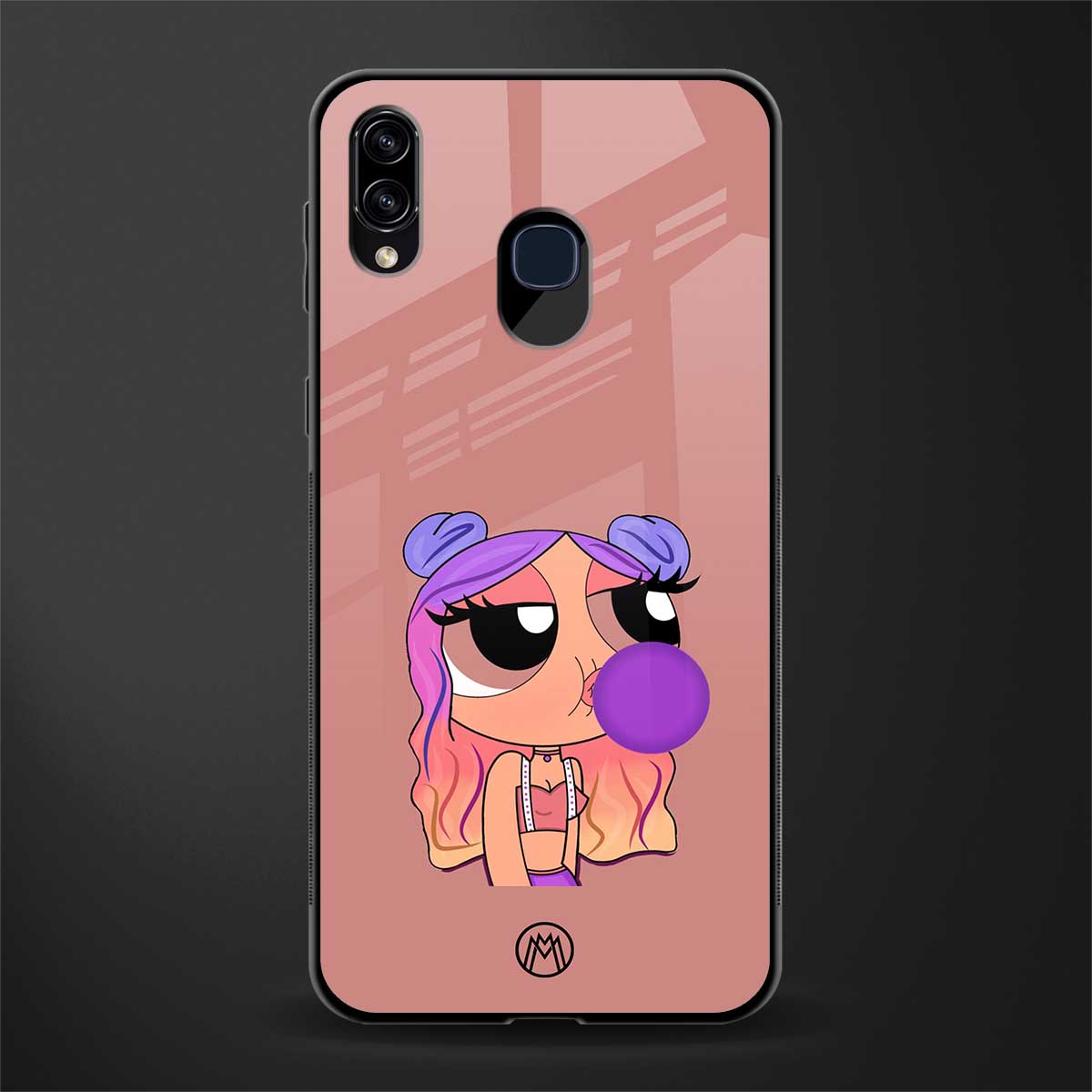antique purple tote powerpuff girl glass case for samsung galaxy a30 image