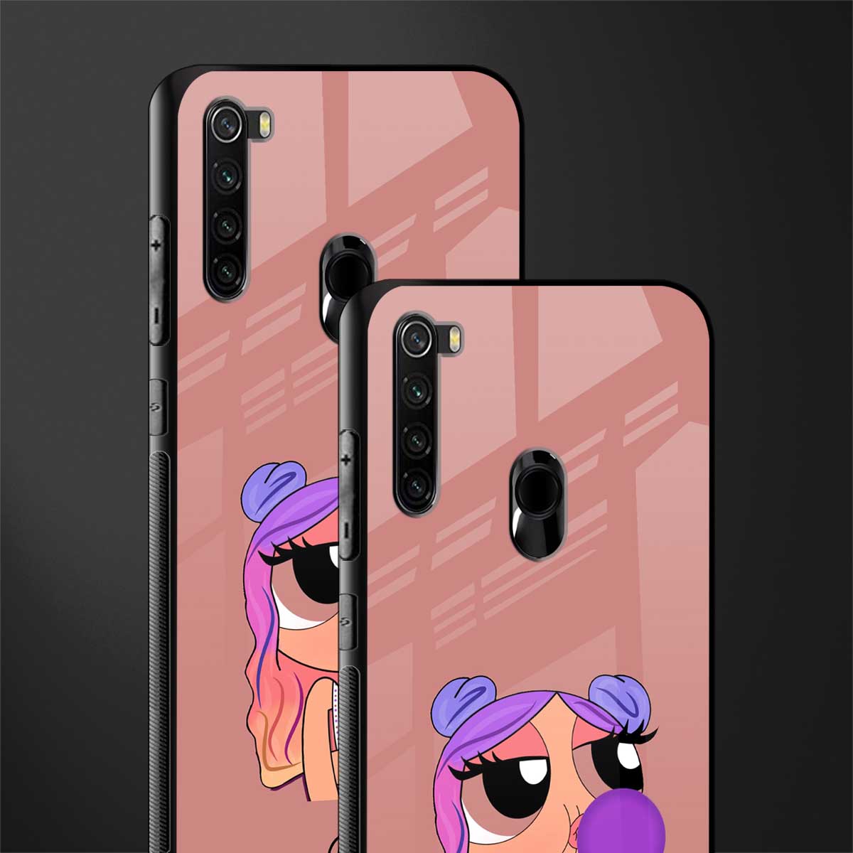 antique purple tote powerpuff girl glass case for redmi note 8 image-2