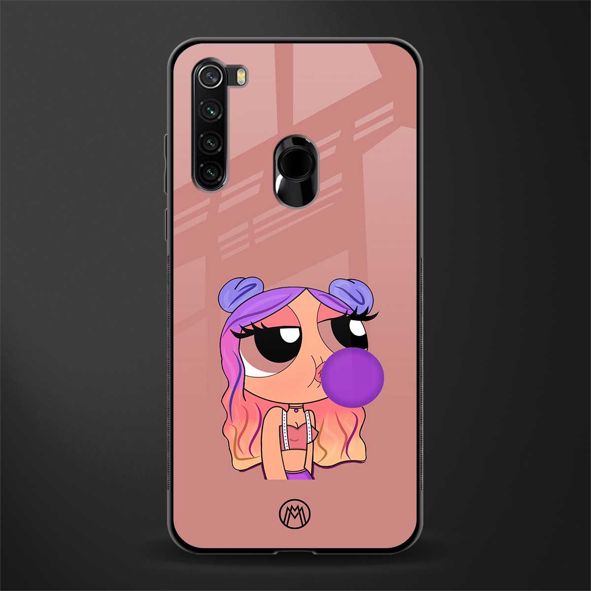 antique purple tote powerpuff girl glass case for redmi note 8 image