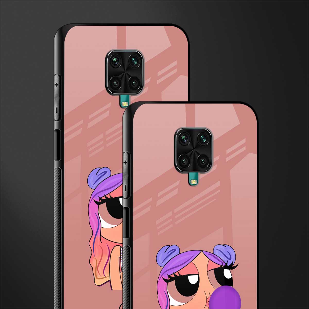 antique purple tote powerpuff girl glass case for redmi note 9 pro max image-2