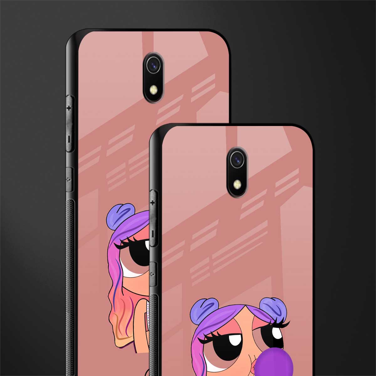 antique purple tote powerpuff girl glass case for redmi 8a image-2