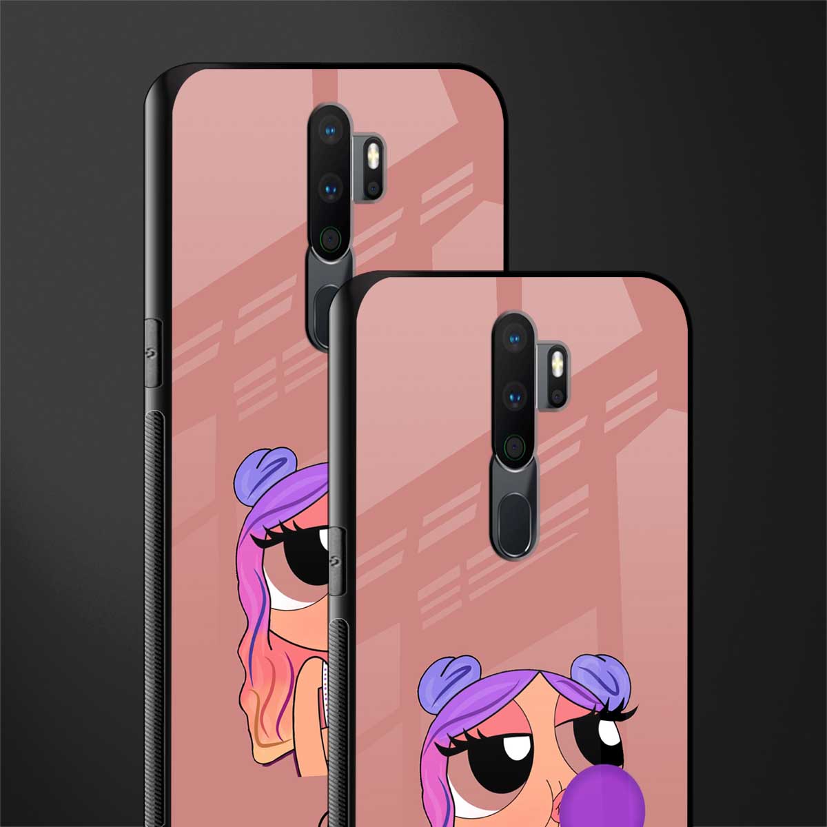 antique purple tote powerpuff girl glass case for oppo a5 2020 image-2